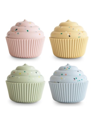 Pack 4 cupcakes solid multicolor