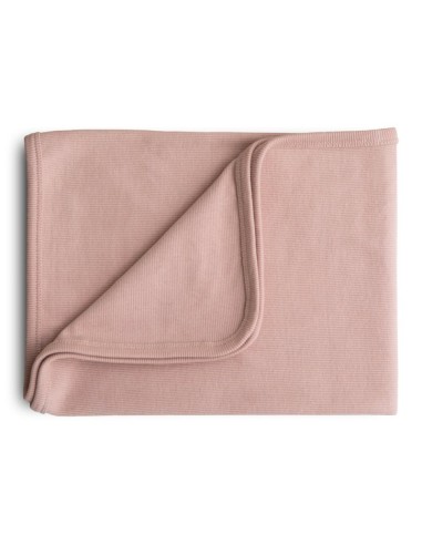 Manta algodón ribbed plain blush