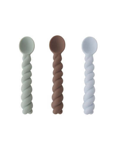 Pack 3 cucharas silicona dusty blue-taupe-pale mint